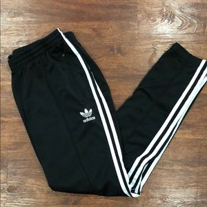 Adidas Black 3 Stripe Sweatpants w/ Zippers
